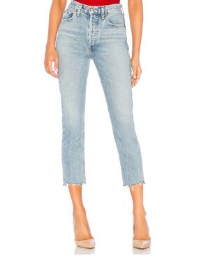 Agolde  Riley Light Blue High-Rise Cropped Jeans‎